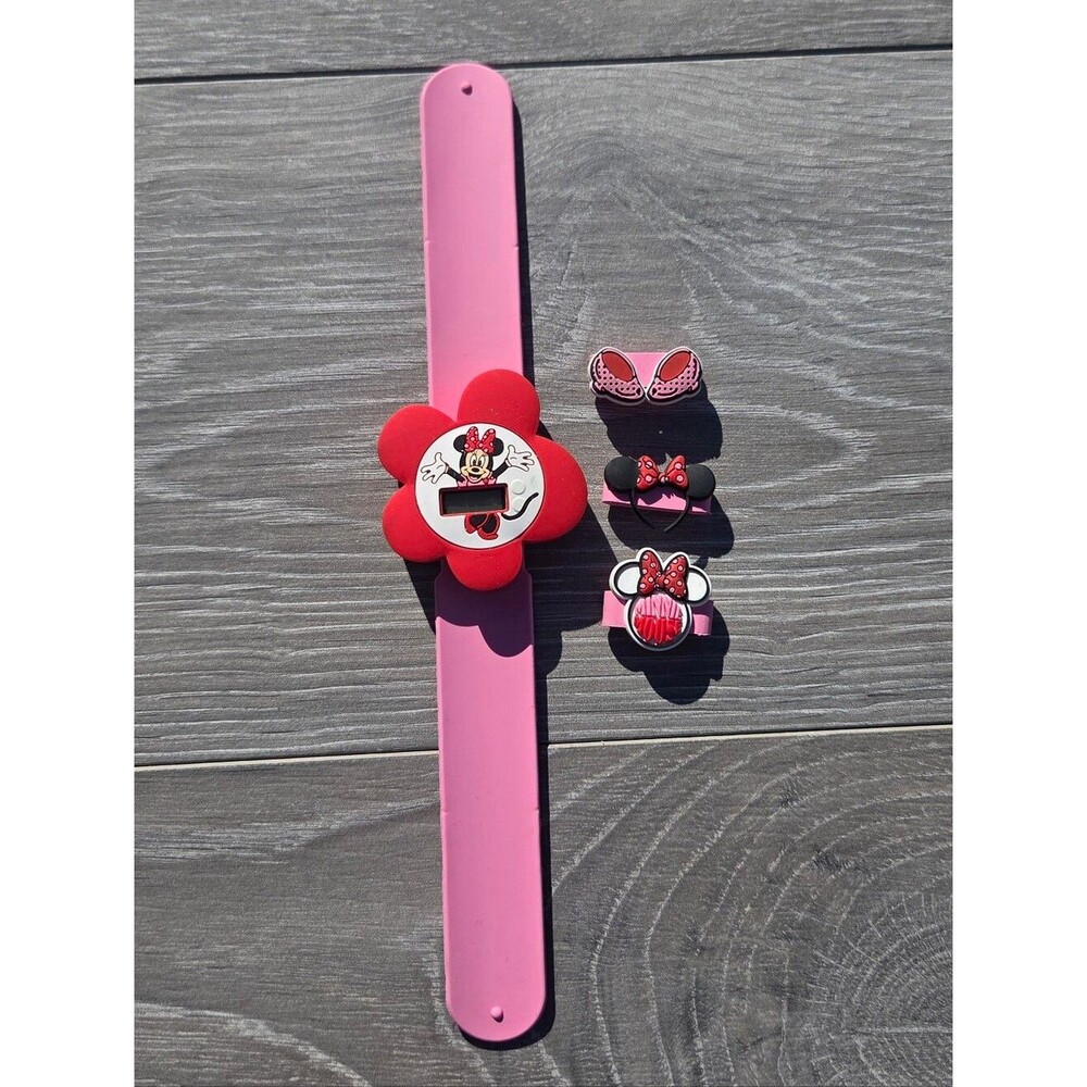 ​Minnie Mouse Pink Flower Slap Band Digital Watch with Instructions